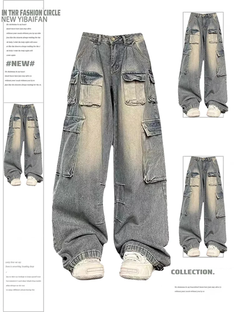 

plus Size American High Street Workwear Wide Leg Jeans Women's Spring Autumn Pants Pear ape Slim Straight Leg Pants