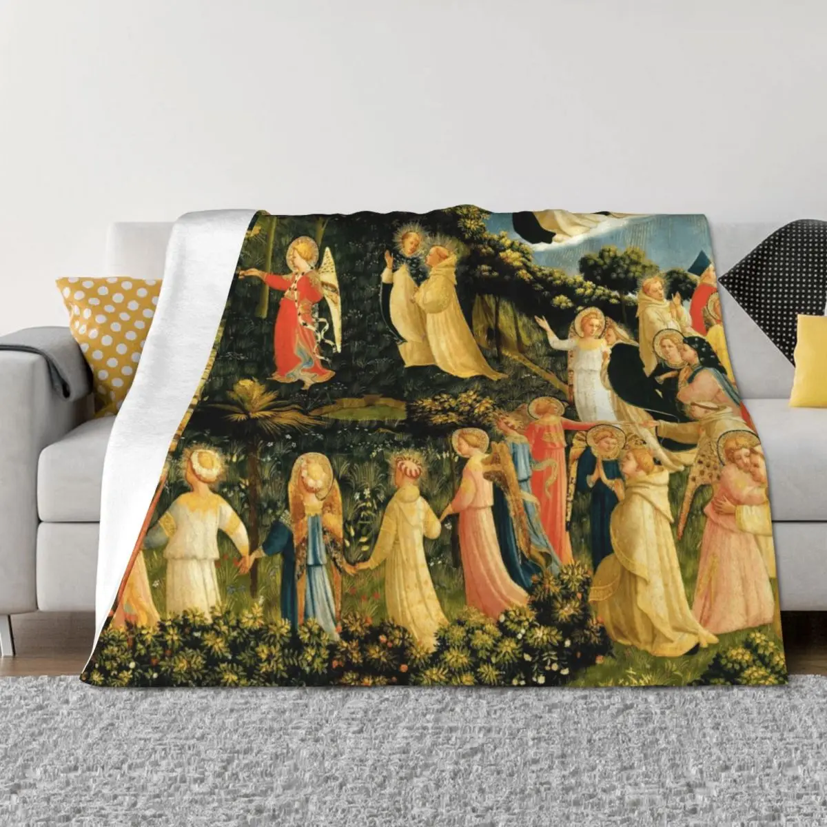 

Fra Angelico (Guido di Pietro) The Last Judgement - The paradise Throw Blanket Vintage Quilt Decorative Sofa Weighted Blankets