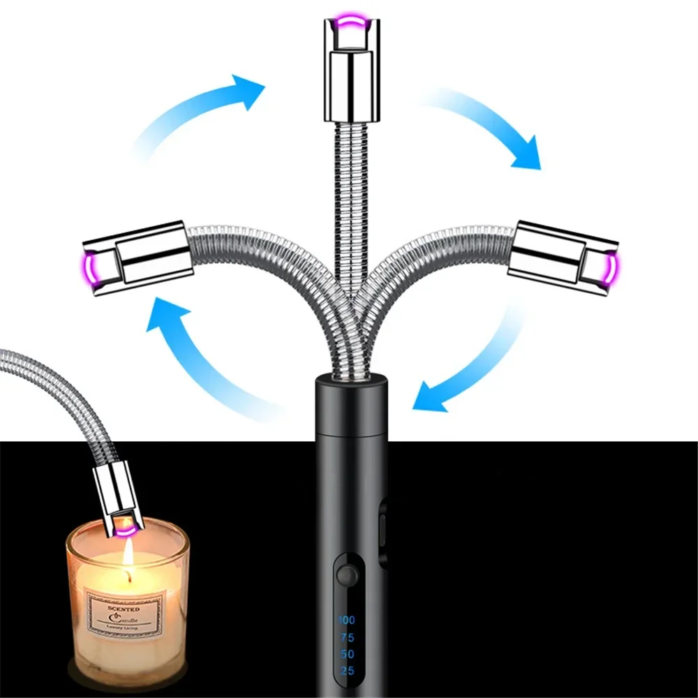 New Type-C USB Kitchen Candle Lighter Rechargeable Windproof Cigarette Arc BBQ Flameless Plasma Lighters Replaceable Battery