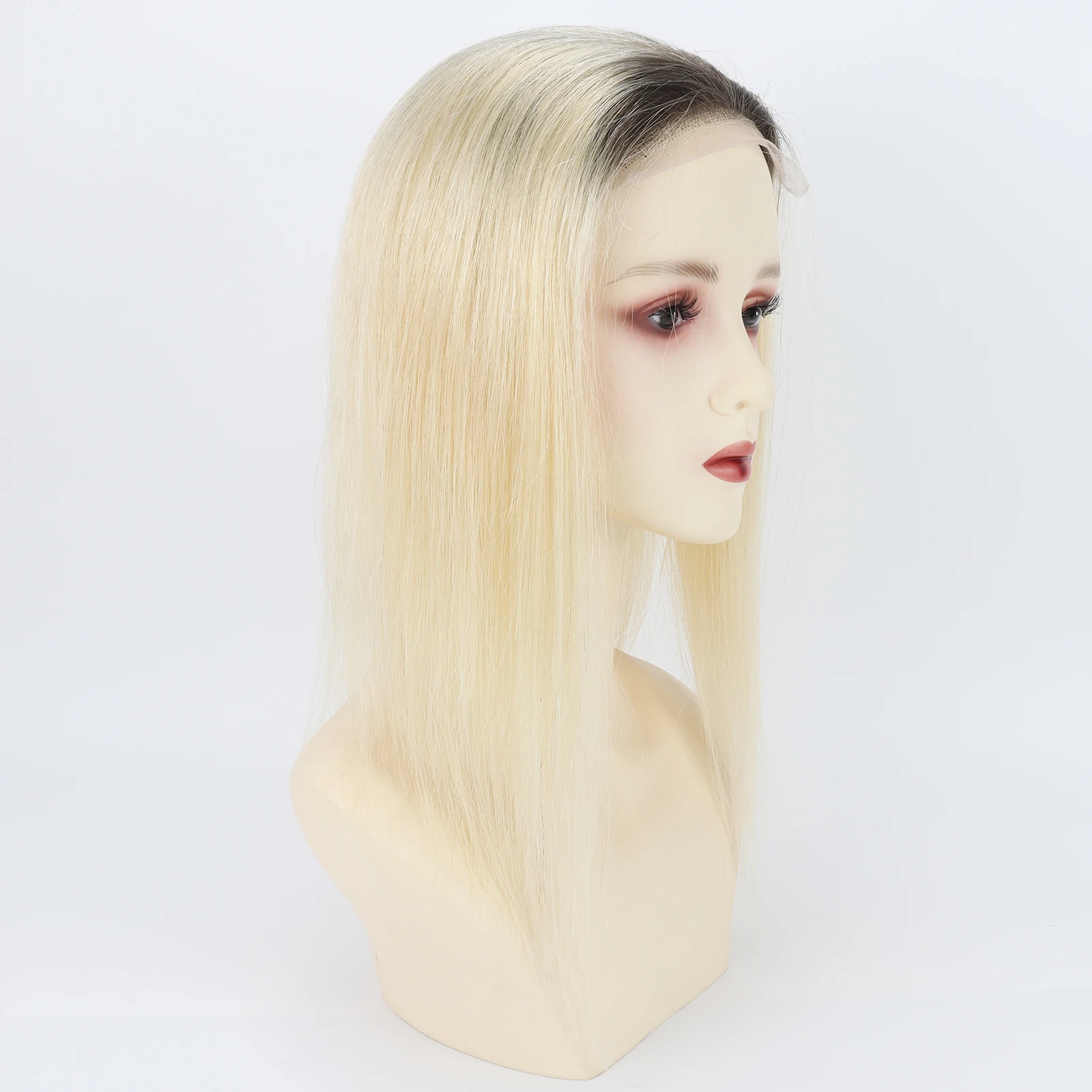 2/613 Ombre Light Blonde Topper with Lace Front Real Remy Human Hair Toupee 5x5inch Silk Base Hairpieces Natural Hairline