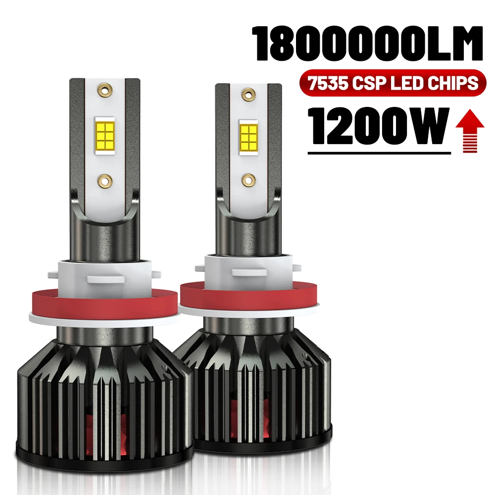 

H7 H4 H11 LED Headlight 1200W High Power H8 H9 HB4 HB3 9005 9006 Turbo Lamp 6000K White Car Lights For Lenses 12V
