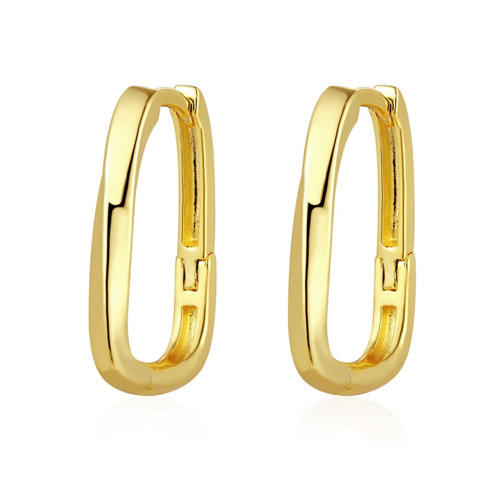

TKJ 925 Sterling Silver Hoop Earrings for Women Minimalism Irregular Geometric Oval Ear Clip Buckles Christmas Fine Jewelry Gift