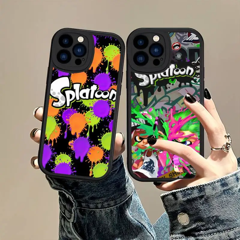 Splatoon Game Phone Case For iPhone 11 12 13 14 X XR Pro MAX 7 8 Plus Lens Protective Leather Soft Back Cover