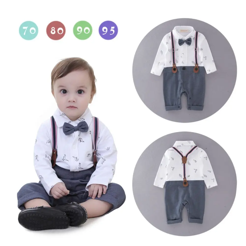 New Spring Arrival Handsome Dinosaur Style Long Sleeves False Two Pieces Baby Boy's Jumpsuits  3030