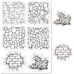 1pc Brick Wall Background Clear Rubber Stamps Reusable Vintage Retro Silicone Transparent Seals Stamp for Journaling Card