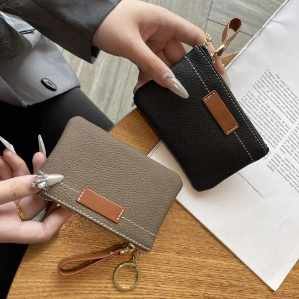 男性と女性のための本革カードホルダー,財布,キーホルダー,ジッパー,超薄型,新品