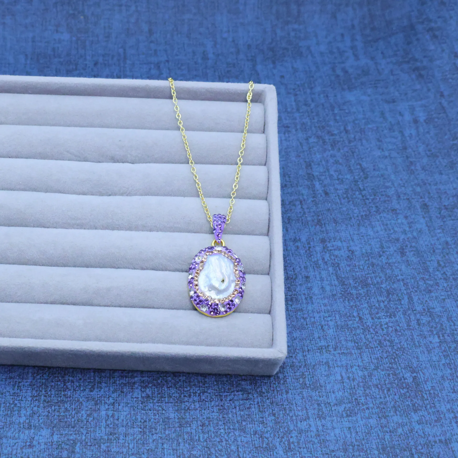 DIY accessories New natural Baroque pearl purple design fashion temperament three-piece set fashion light luxury handmade design