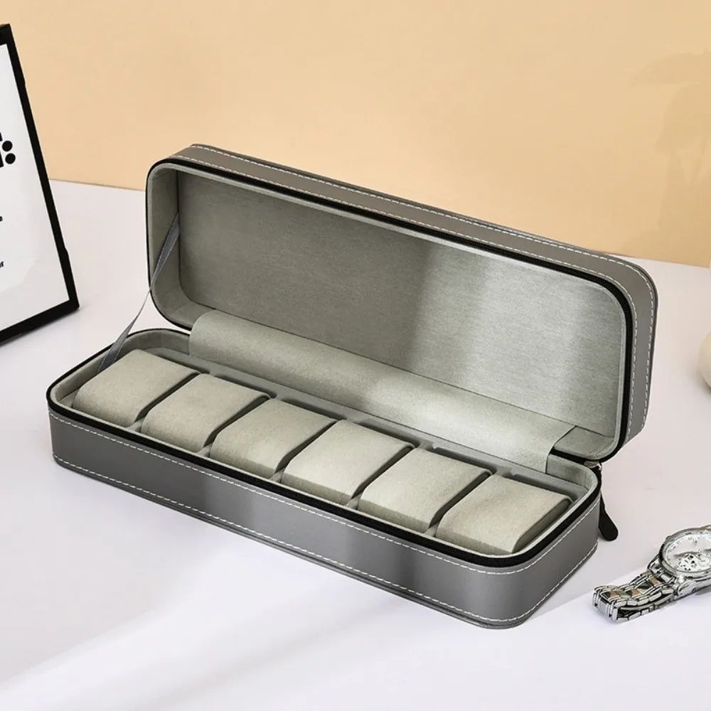 

Multipurpose PU Watch Storage Box Zipper 6/10/12 Grids Watch Display Box Removable Watch Pillows Leather Watch Organizer Gift