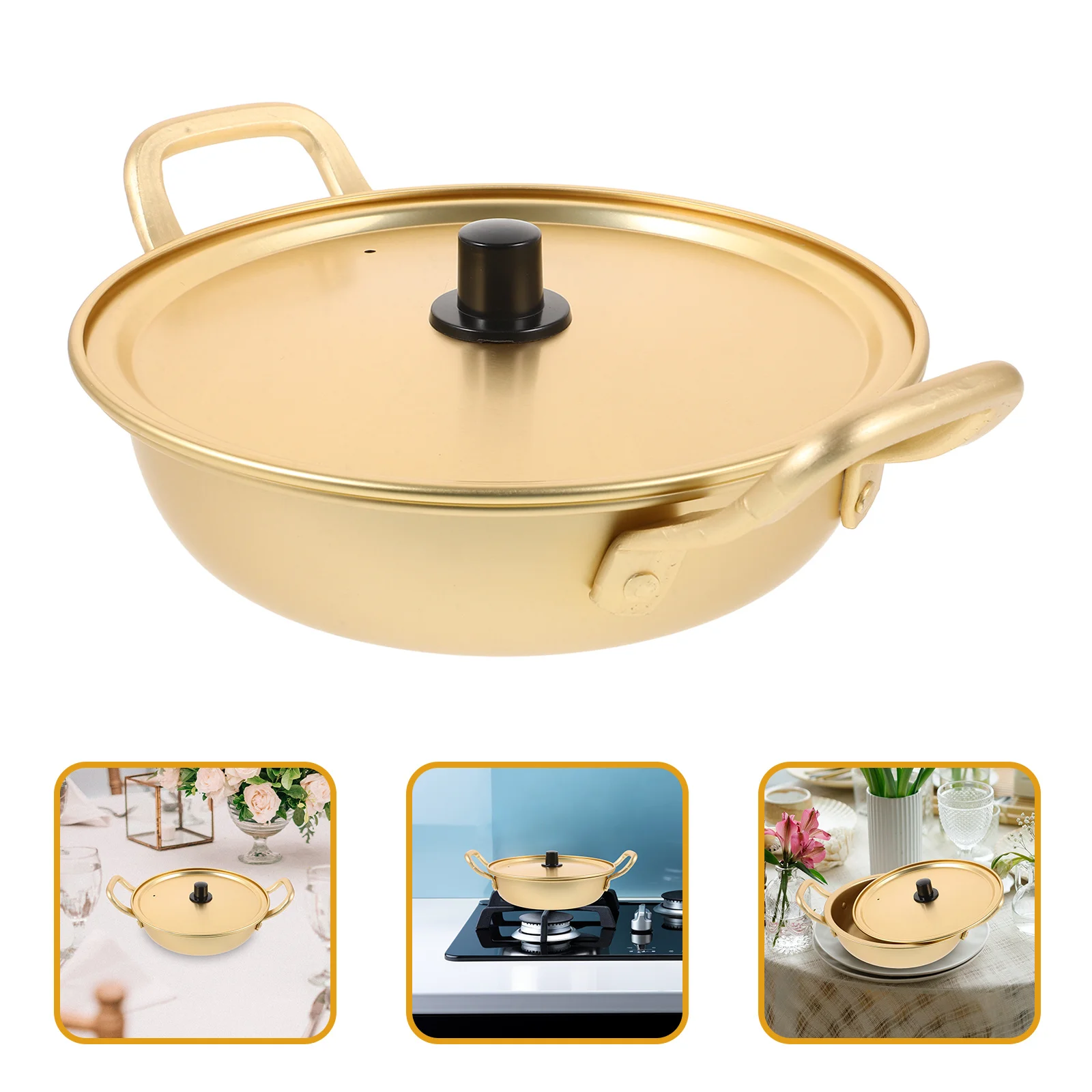 

1Pcs Portable Cooking Pot Aluminum Ramen Pot for Kitchen Use Boil Noodles Warm Milk Soup Cooker Non-Stick Surface Household