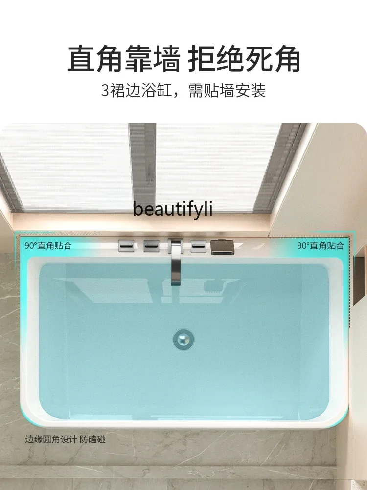 06Bagno quadrato per uso domestico adulto acrilico bordo sottile isolamento termico vasca da bagno a bolle profonde no pieghevo