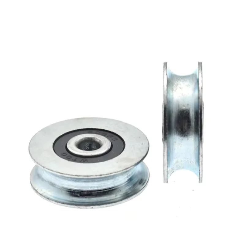 1Pc 6*32*10 metal groove wheel, U-groove iron wheel, galvanized bearing wheel, roller steel wire rope passing guide wheel, wheel