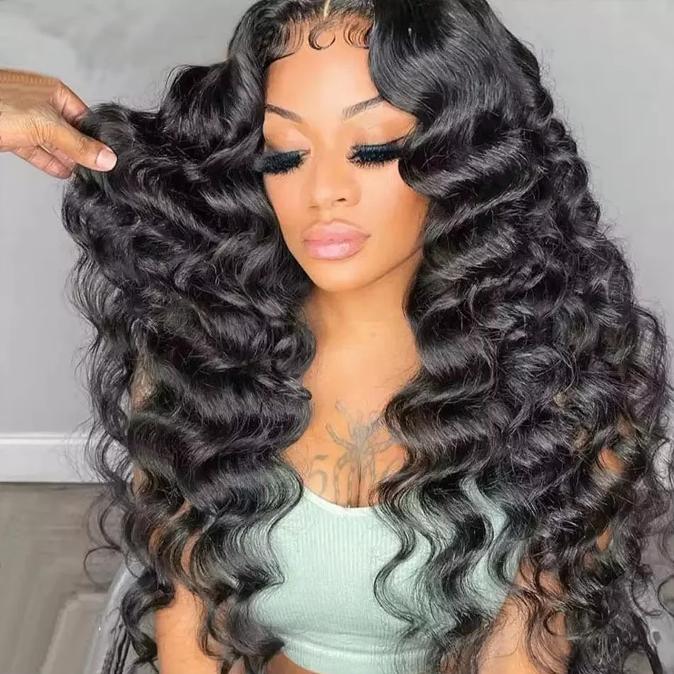 36 Inch Loose Wave Lace Front Wigs Human Hair 250% Density 13x6 HD Full Lace Frontal Wigs Human Hair 12A Loose Deep Wave Glueless Wigs Human Hair Pre Plucked For Women