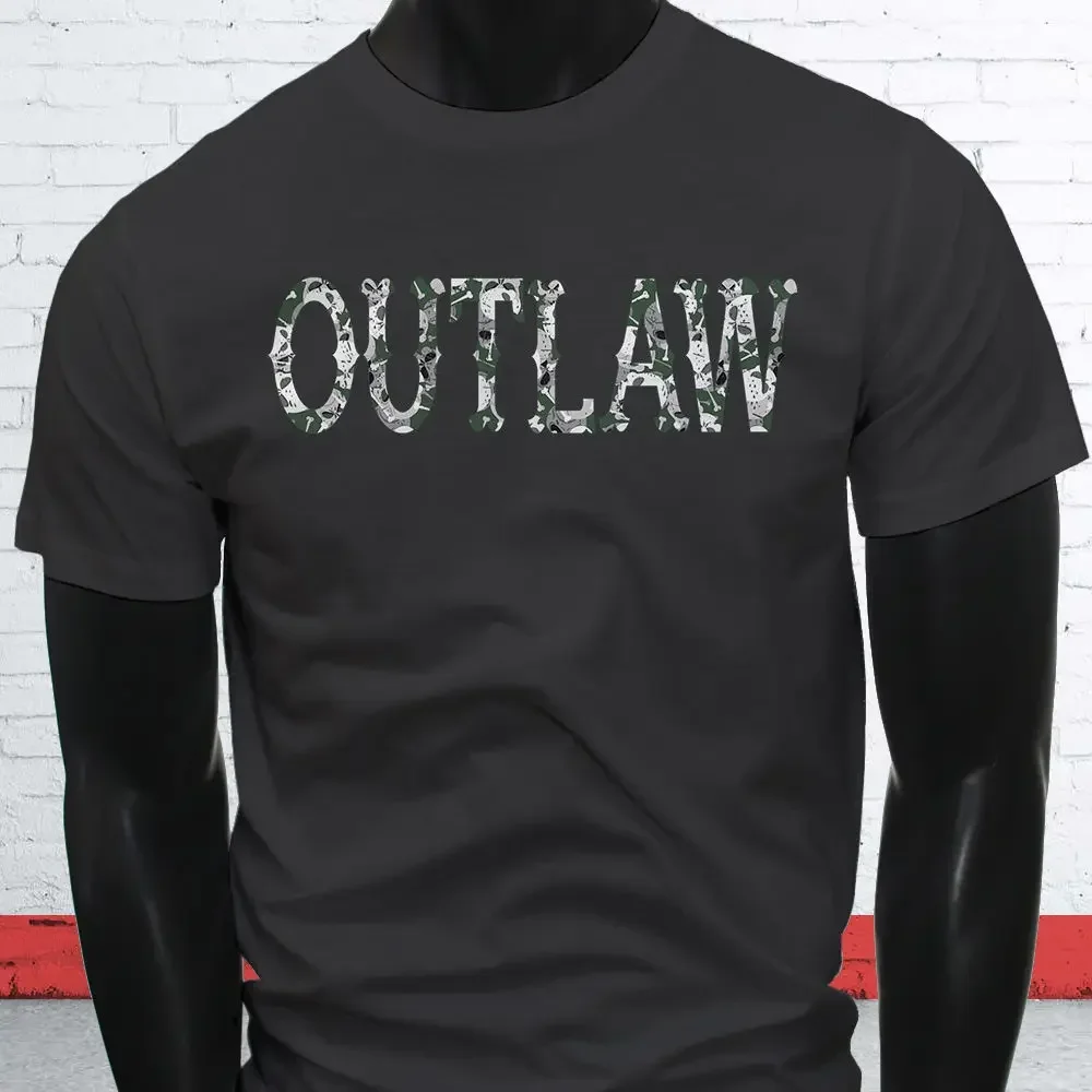 Newest Fashion Camo Outlaw Skull Rebel Money Cowboy Country Mens Charcoal T-Shirt 100% Cotton Print Shirt Tee Shirt