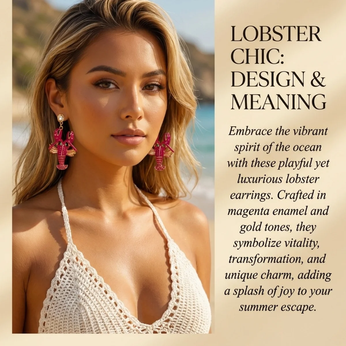 Kreative, übertriebene rote Strass-Hummer-Ohrhänger für Damen und Herren, glänzende, modische Meerestier-Sommerohrringe, Partyschmuck – Detail 8