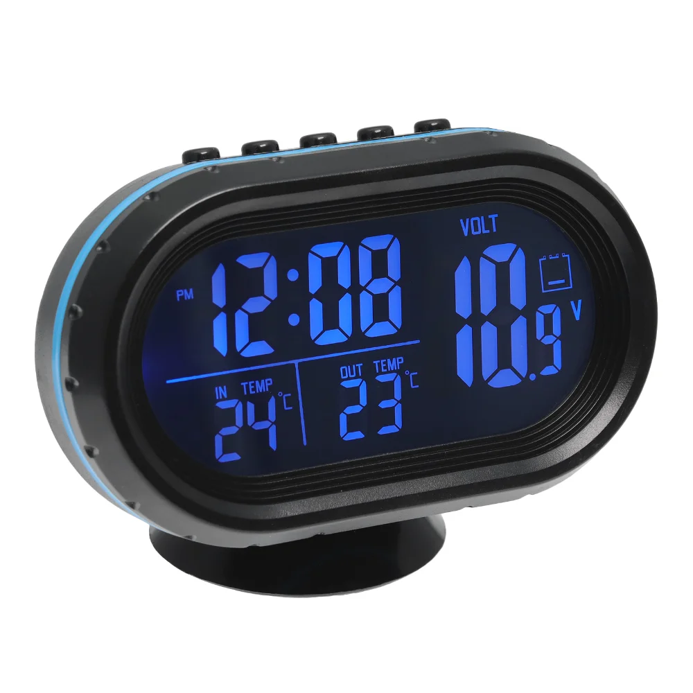 12V Car Thermometer 4 in 1 Digital Voltmeter Time Date Multi-function Car Temperature Clock Auto Thermometer Electronic Clock