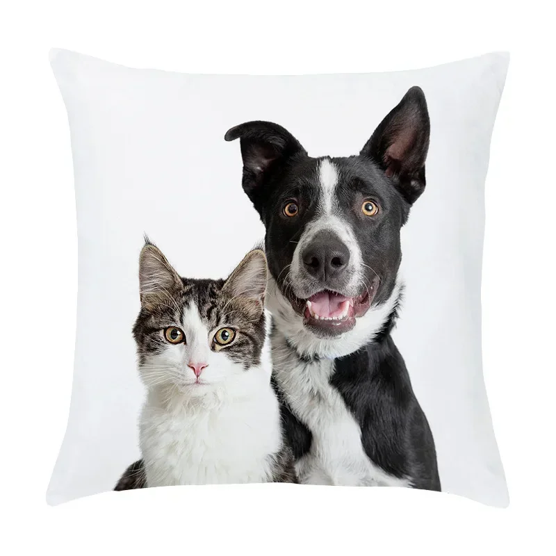 Cute cat and dog print pattern series cushion cover for home living room sofa office decoration square pillowcase