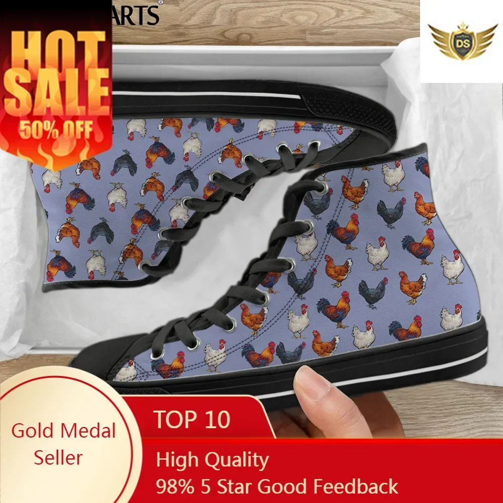 

Rooster Hen/Chickens Pattern High Top Men Canvas Shoes Male Casual Vulcanize Flats Shoes Spring Teen Boys Sneakers