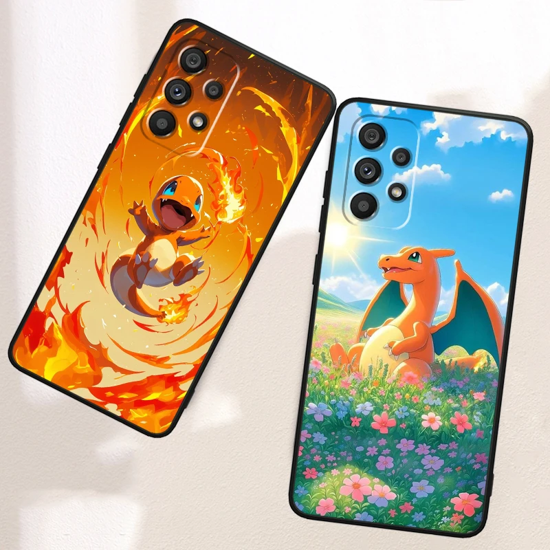 Pokemon Little Fire Dragon For Samsung A53 A52 A33 A32 A51 A71 A21S A13 A73 A55 A22 A23 A35 A72 A54 A12 5G Black Soft