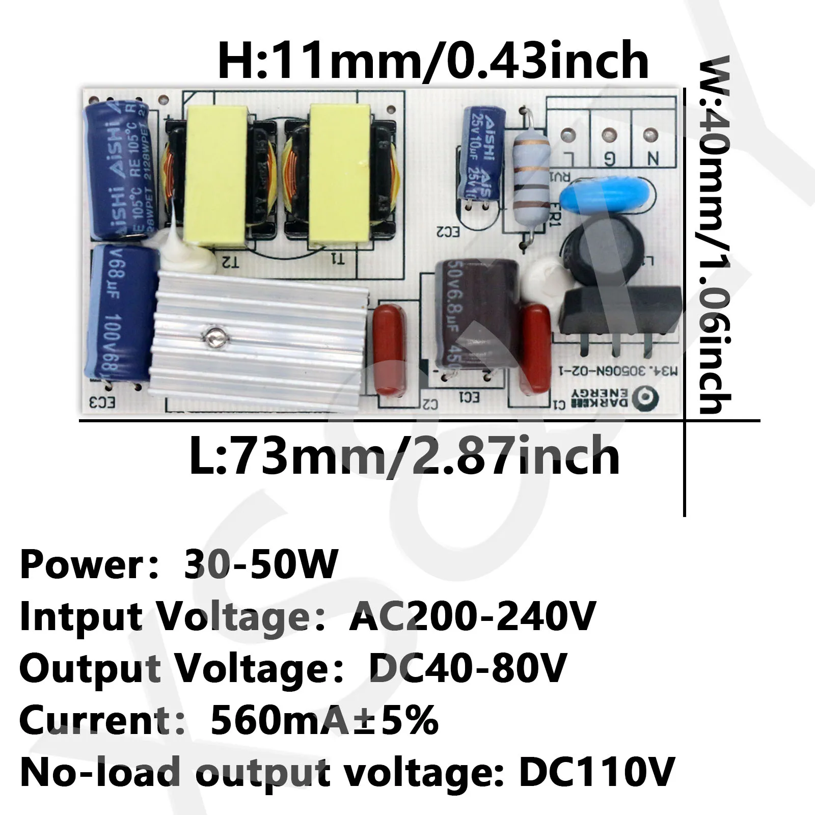 LEDs Driver 30-50W Non Isolated Driver DC40-80V Strobe Free Adapter 560mA For Track Lamp Flat Panel Lamp lighting Accessory DIY