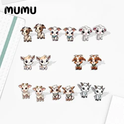 2023 New Cartoon Goat Acrylic Stud Earring Animal Art Handmade Earrings Resin Epoxy Jewelry Gifts Friend