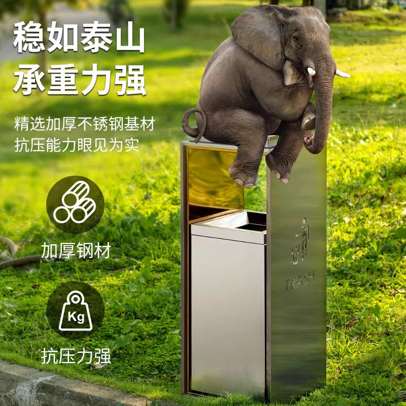 Hotel lobby stainless steel trash can vertical commercial ashtray shopping mall elevator entrance fruit leather box outdoor
