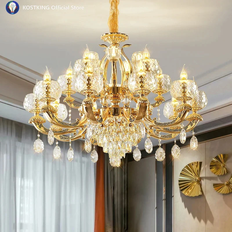 European Luxury Chandelier, Living Room Crystal Lamp, Retro Candle Crystal lamp, Modern Restaurant Lamp, Duplex Villa Chandelier