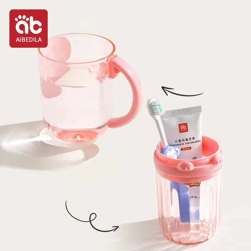 AIBEDILA-taza para enjuague bucal, taza para cepillo de dientes para niños, soporte portátil para cepillo de dientes de viaje para bebé, juego de contenedores para cepillos de dientes desmontables