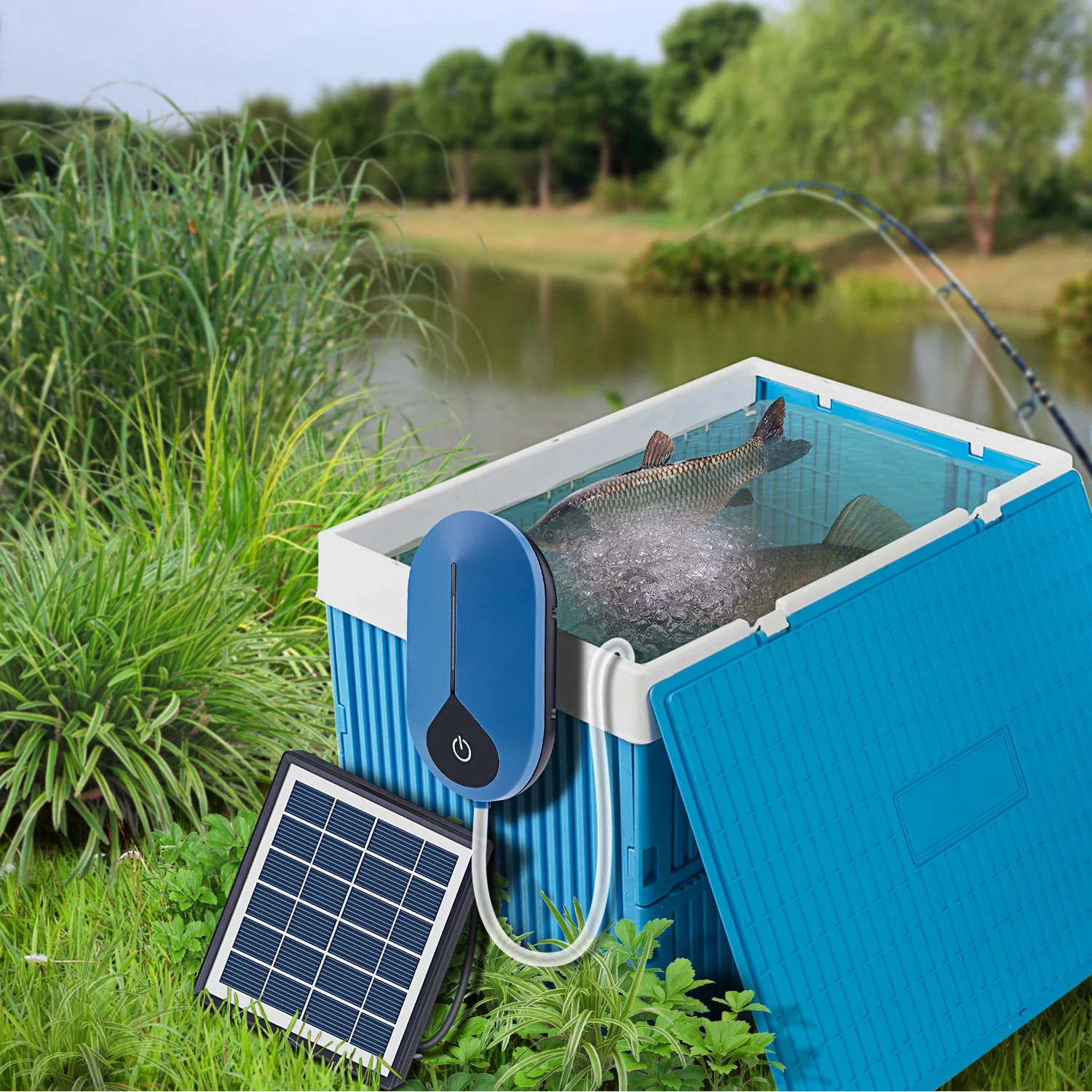 Solar Air Pump Built-in Rechargeable Battery Solar Oxygen Pump Aquarium Fish Tank Oxygen Pump for Fish Tank Outdoor Pond