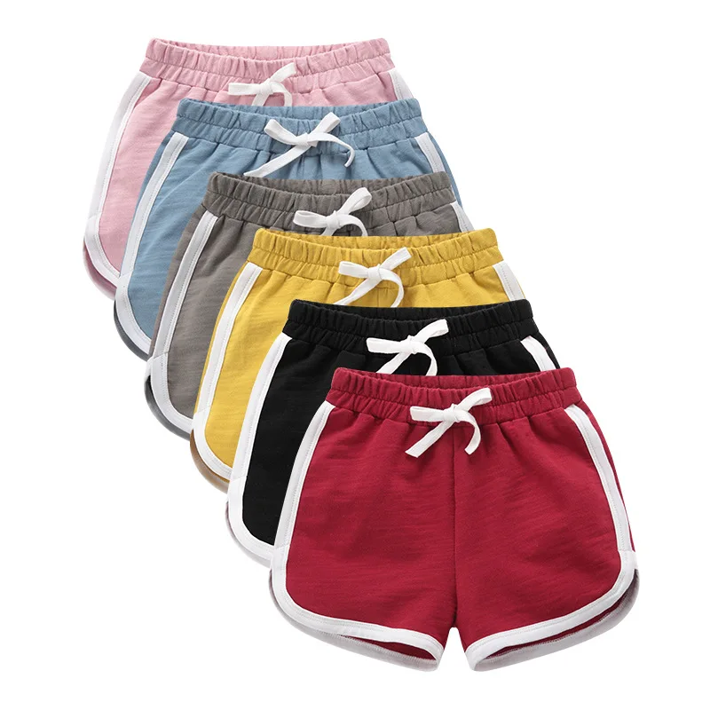 80-170 Cotton Casual sweatpants Summer Girls Boys Shorts Boys Swimming Trunks Candy Color Children\'s Shorts Kids Beach Clothing