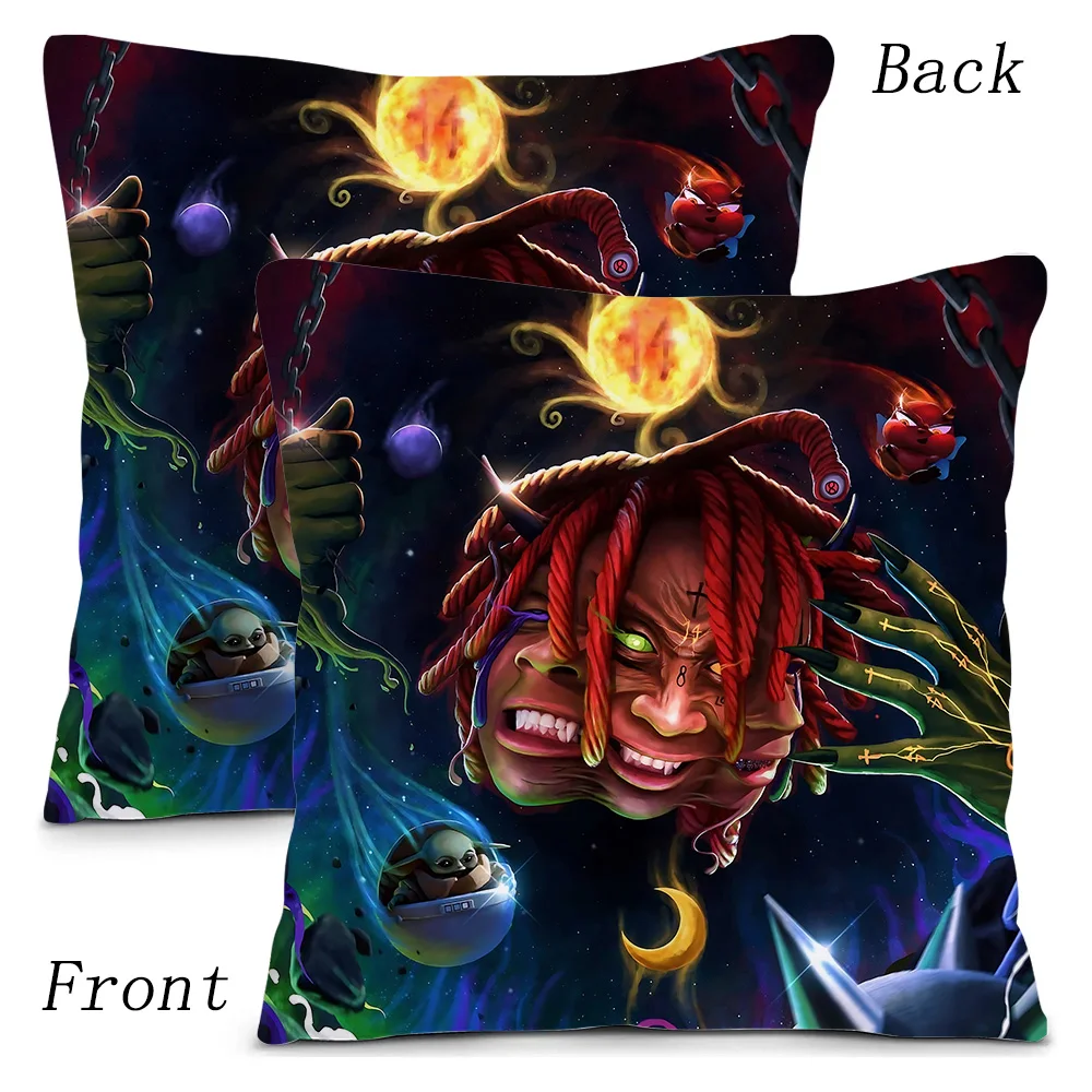 Rapper T-Trippie Cool R-Redd Pillow Covers Cartoon Sofa Decorative Home Double-sided Printing Short Plush Cute Cushion Cover