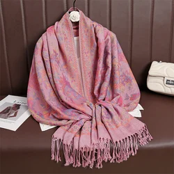 Frauen Paisley Schal Kaschmir Gefühl Pashmina Schals Quaste Hijab Kopf Wraps Femme Winters chals Foulard Bufanda