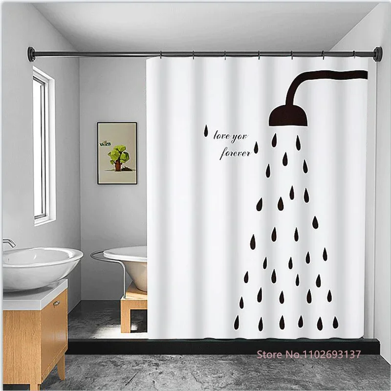 Nordic Wind Geometry Shower Curtain Shower Head Abstract Art Waterproof Polyester Bath Curtain For Home Decor Accessories