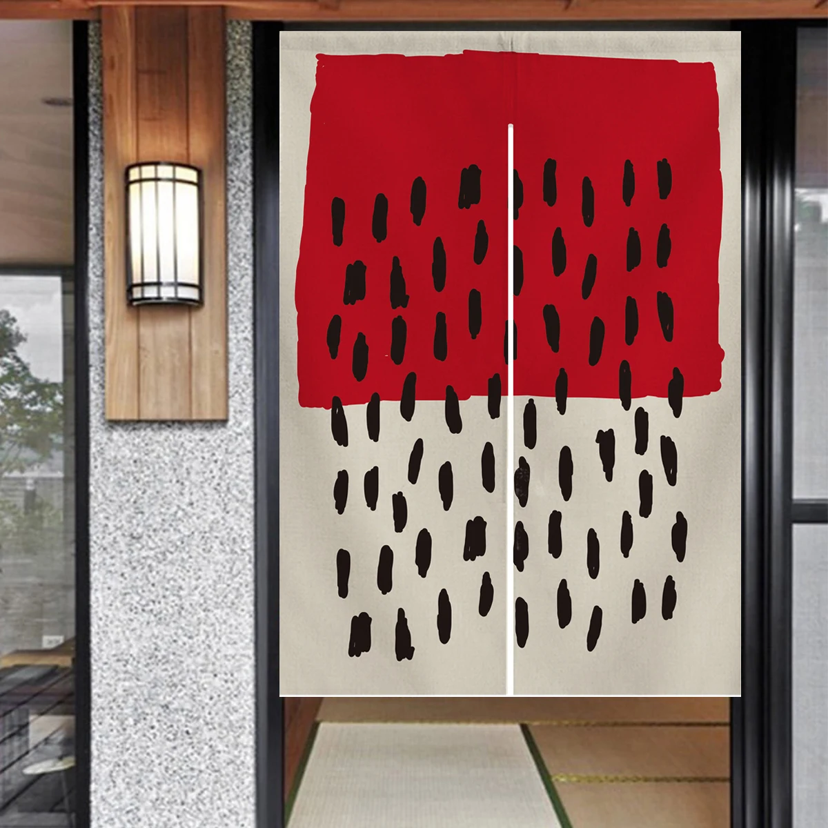 Cortina de puerta de puntos rojos chinos, cortina de puerta japonesa Noren, Partición de habitación, Decoración de cocina, cortinas colgantes