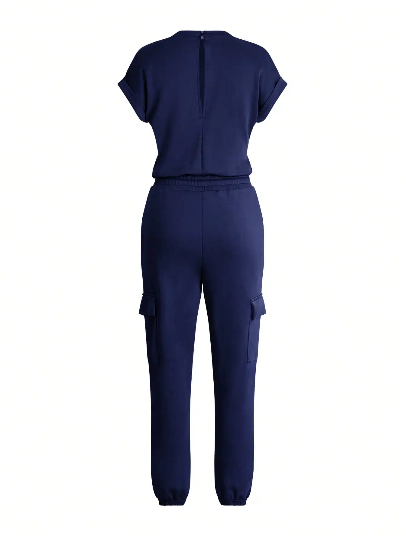 BWQ Tuta da donna casual con coulisse a maniche corte con scollo tondo, estiva