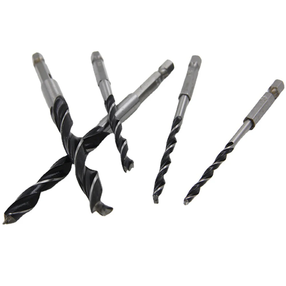 For Woodworking Drilling Drill Bits Three-pointed /10mm /6mm 4mm 5 Piece Set Hex Shank Three Point Woodworking Drill