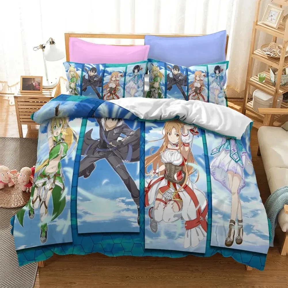 

Anime Sword Art Online Comfortable Duvet Quilt Cover Pillowcase Bedding Set Children Bedroom Decoration Home Textile