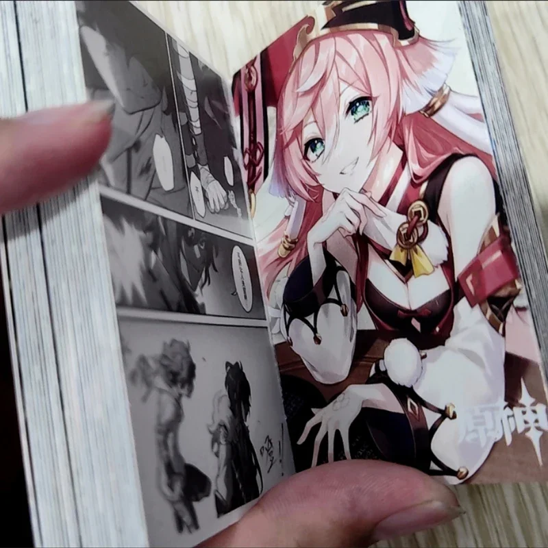 Game Impact Scaramouche Anime Project 40 Sheets 80 Pages Double-sided Mini Characters 68x60mm Magazine Miniature Comic Books