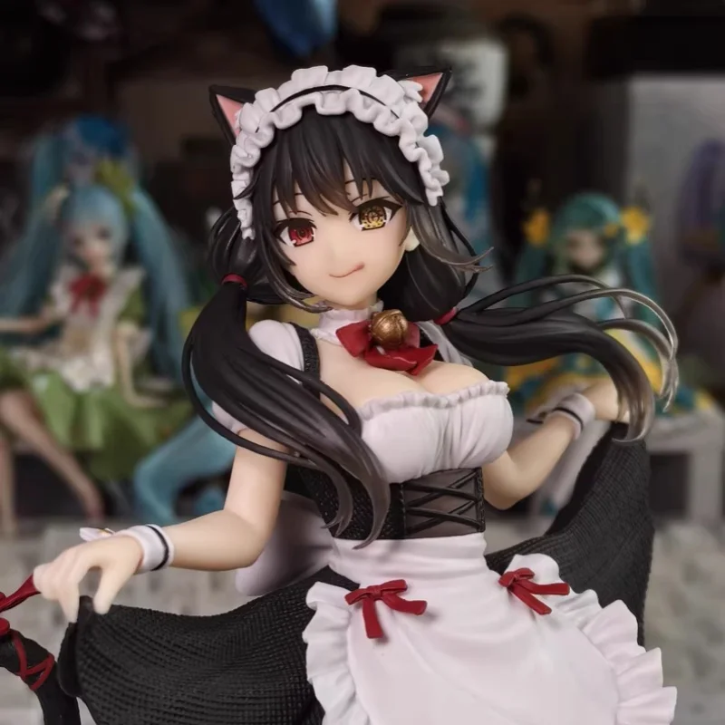 Em estoque Data Coreful original A Live V Tokisaki Kurumi (Nekomimi Maid Ver. ) Presente de brinquedos colecionáveis modelo de figura de ação de 18 cm