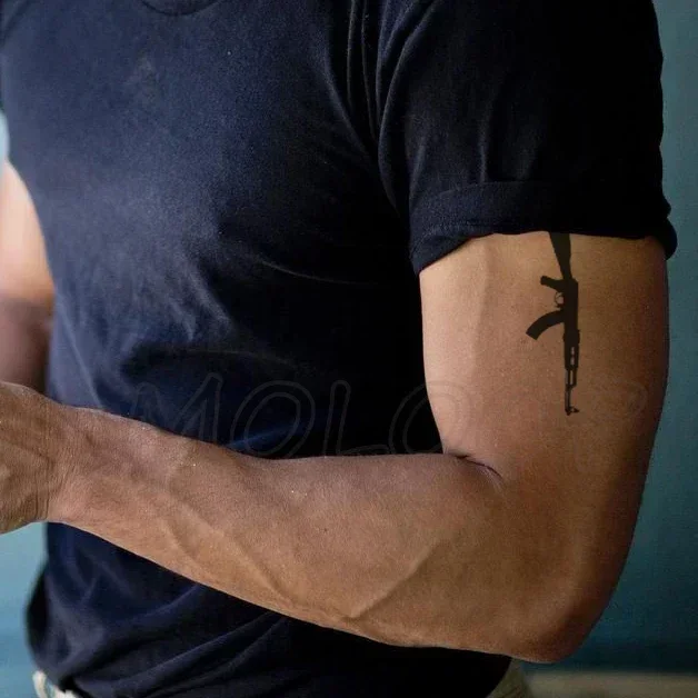 Gun Pattern Tattoo Stickers Black Element Fake Tatoo Body Art Fashion Temporary Waterproof Tatoo for Men Women Arm Hand Tatto