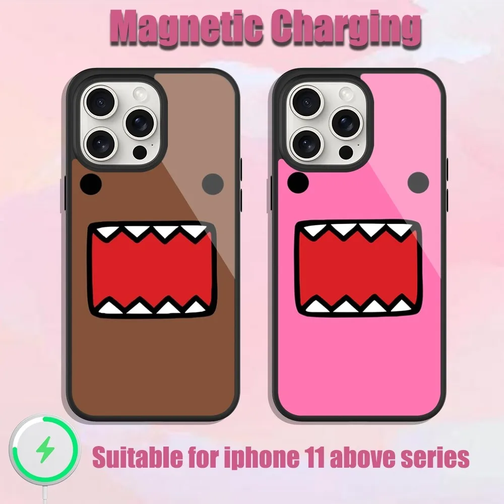 Cute Domo kun Phone Case For iPhone 13 15 11 12 14 Plus Pro Max Glass Charging Magsafe Magnetic Cover