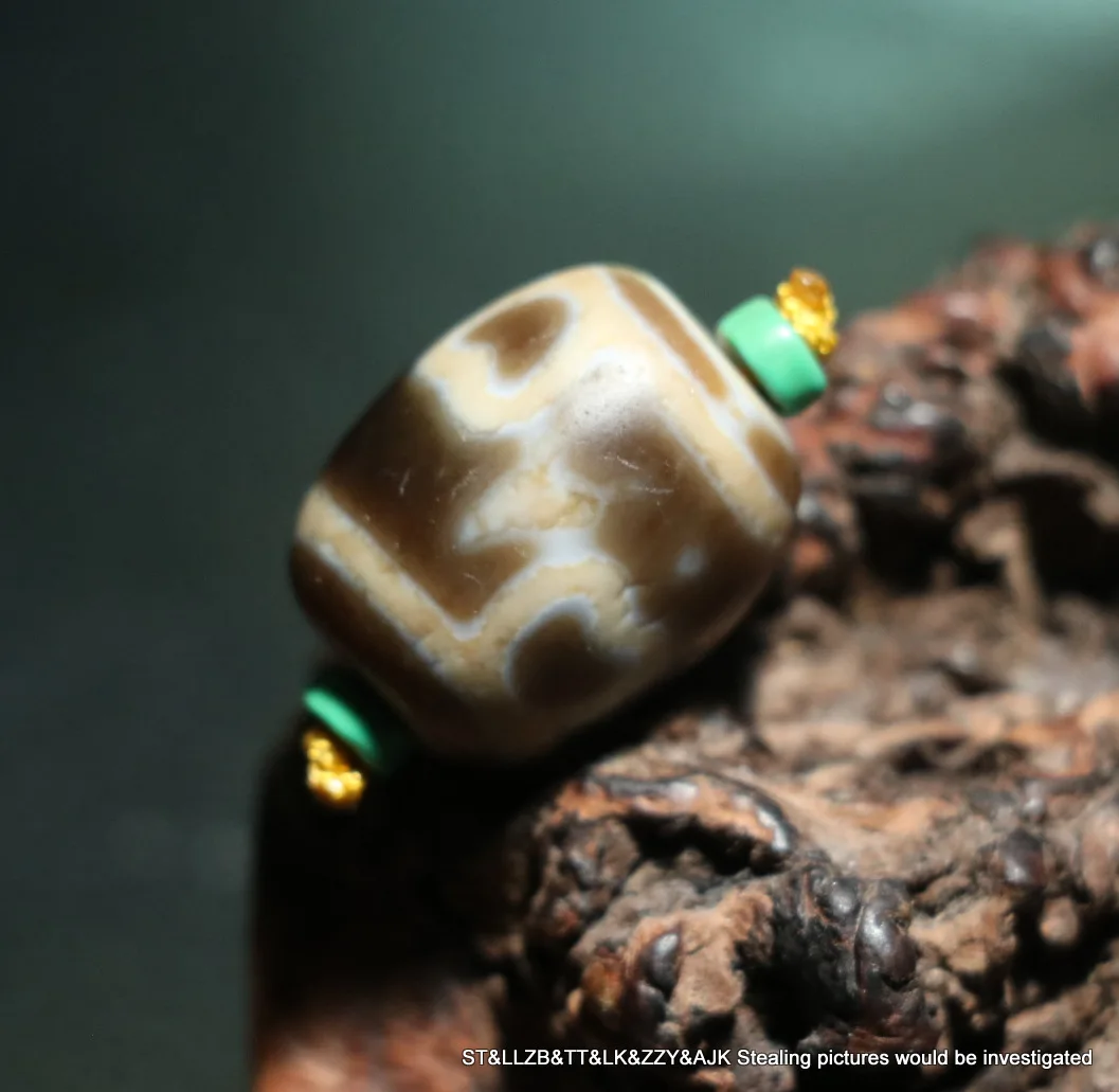 Unique Power Energy Tibetan Old Agate Lotus Base Purely Love Symbol Daluo dZi Bead Amulet For DIY Timestown UPD220403A1