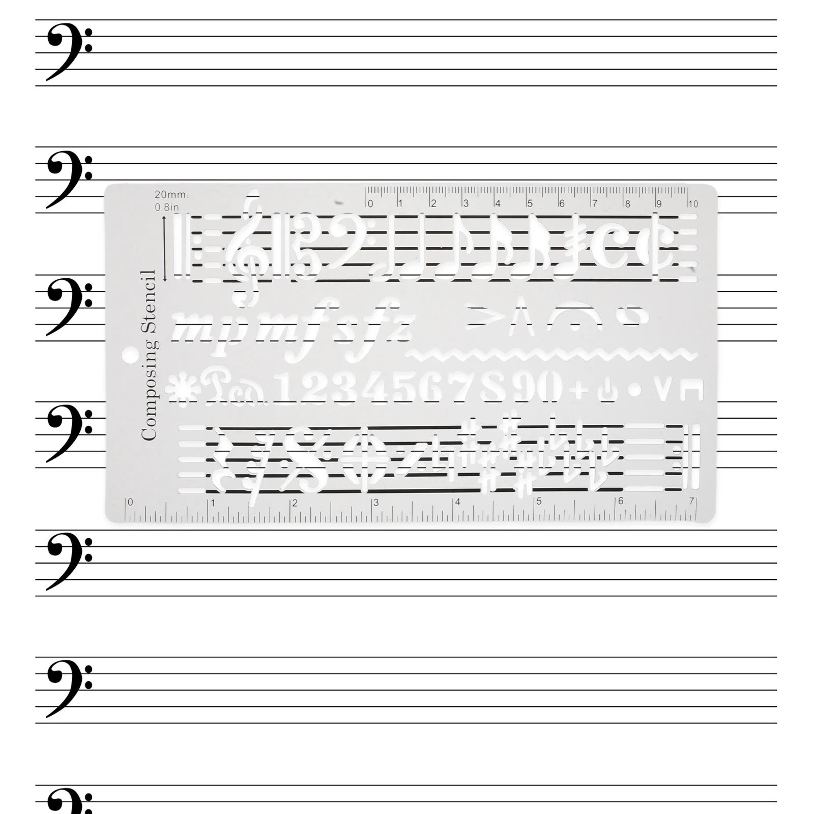 

Precision 5- Staff Drawing Ruler Durable Wear-Resistant Template Notation Symbol Composition Portable Plastic Stencils