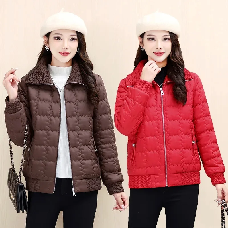 

Down Coat Women Parkas Temperament Short High Quality 2024 Autumn Winter New Warm Cotton Padded Coat Fashion Outwear Female Tops