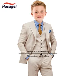 Meninos Formal Slim Fit Terno, Smoking Infantil, Roupas De Festa De Casamento, 3 Pcs