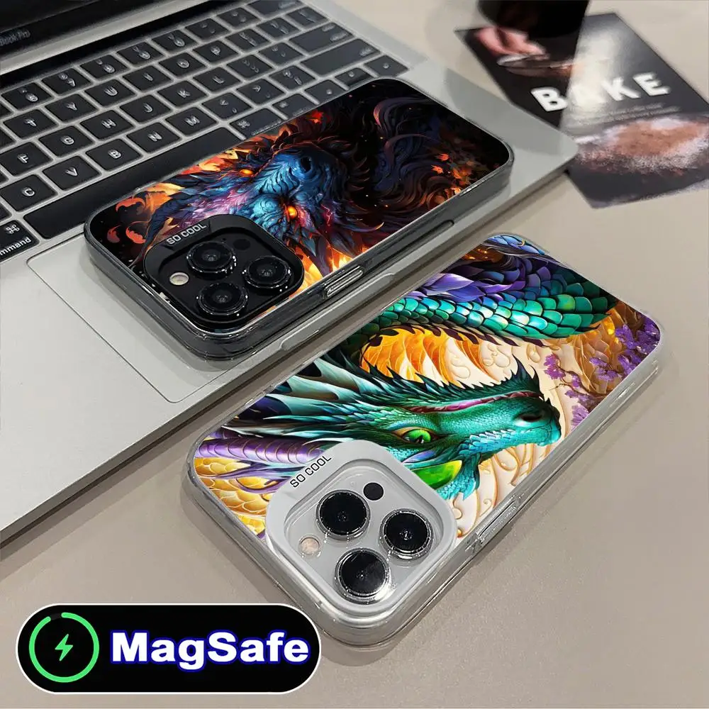 

Dragon Face Mobile Phone Case for iPhone 17 16 15 14 13 12 11 Air Pro Max Plus MagSafe Translucent Colorful Cover Pretty Cover