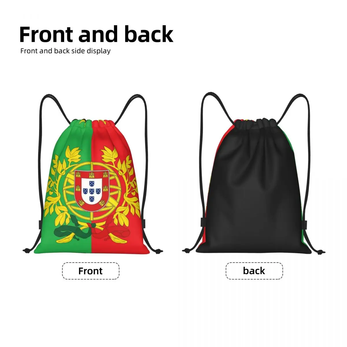 Wappen von Portugal Kunst Kordel zug Rucksack Frauen Männer Sport Gym Sackpack tragbare portugiesische Flagge Trainings tasche Sack