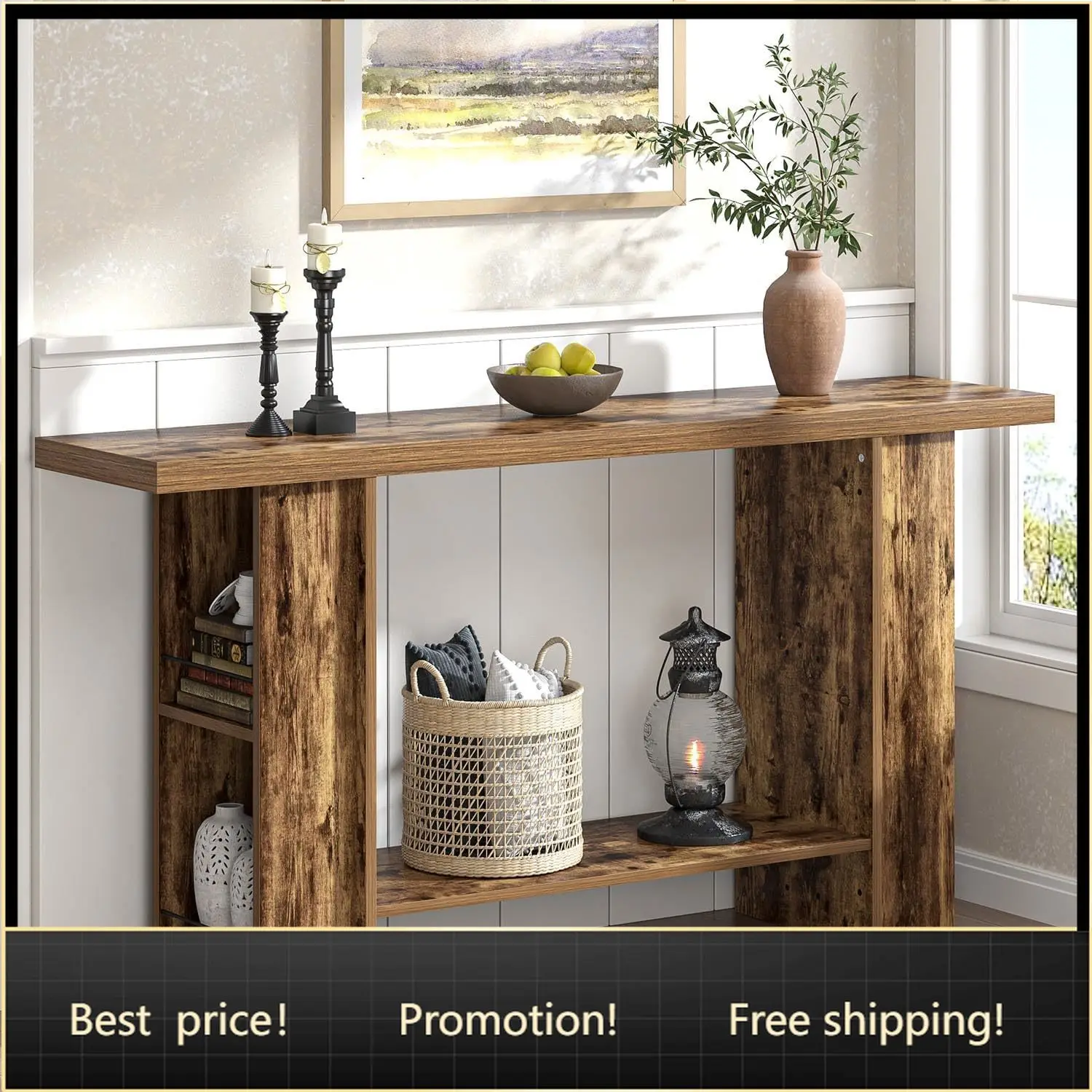

Console Table for Entryway, Farmhouse Sofa Table with Side Storage for Living Room, Long Hallway Tables, Vintage Wood Couch Tabl
