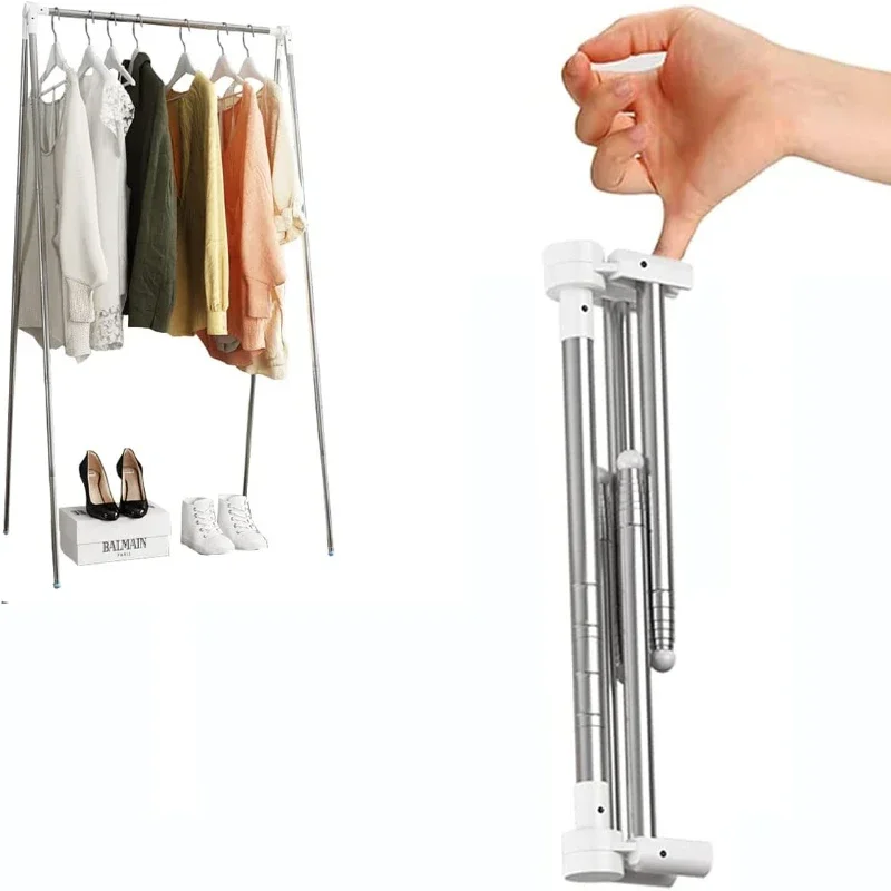 Portable travel clothes hanger, foldable camping drying RV, indoor and outdoor floor standing mini clothes hanger