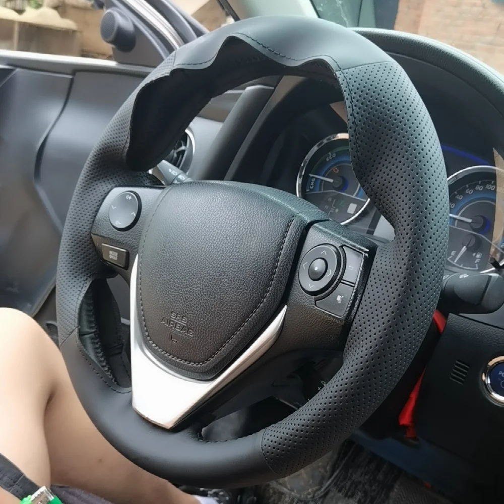 Funda trenzada para volante de coche, protector de cuero de microfibra 2013-2018 para Toyota Corolla 2014-2019 Corolla iM (US) 2017-2018 Auris