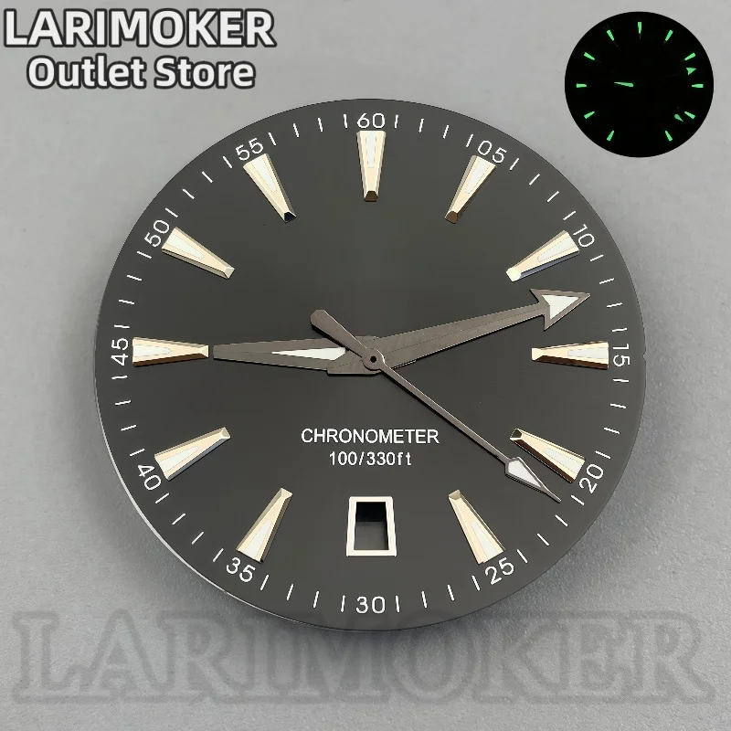 LARIMOKER 33 ملم قرص فضي وأخضر قرص أخضر مضيء وأيدي يمكن مطابقة بحرية مناسبة لأجزاء ساعة الحركة NH35 #2